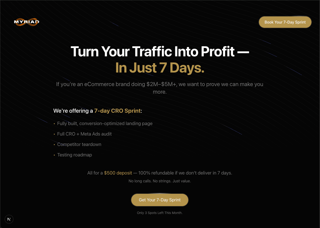 Myriad CRO Landing Page